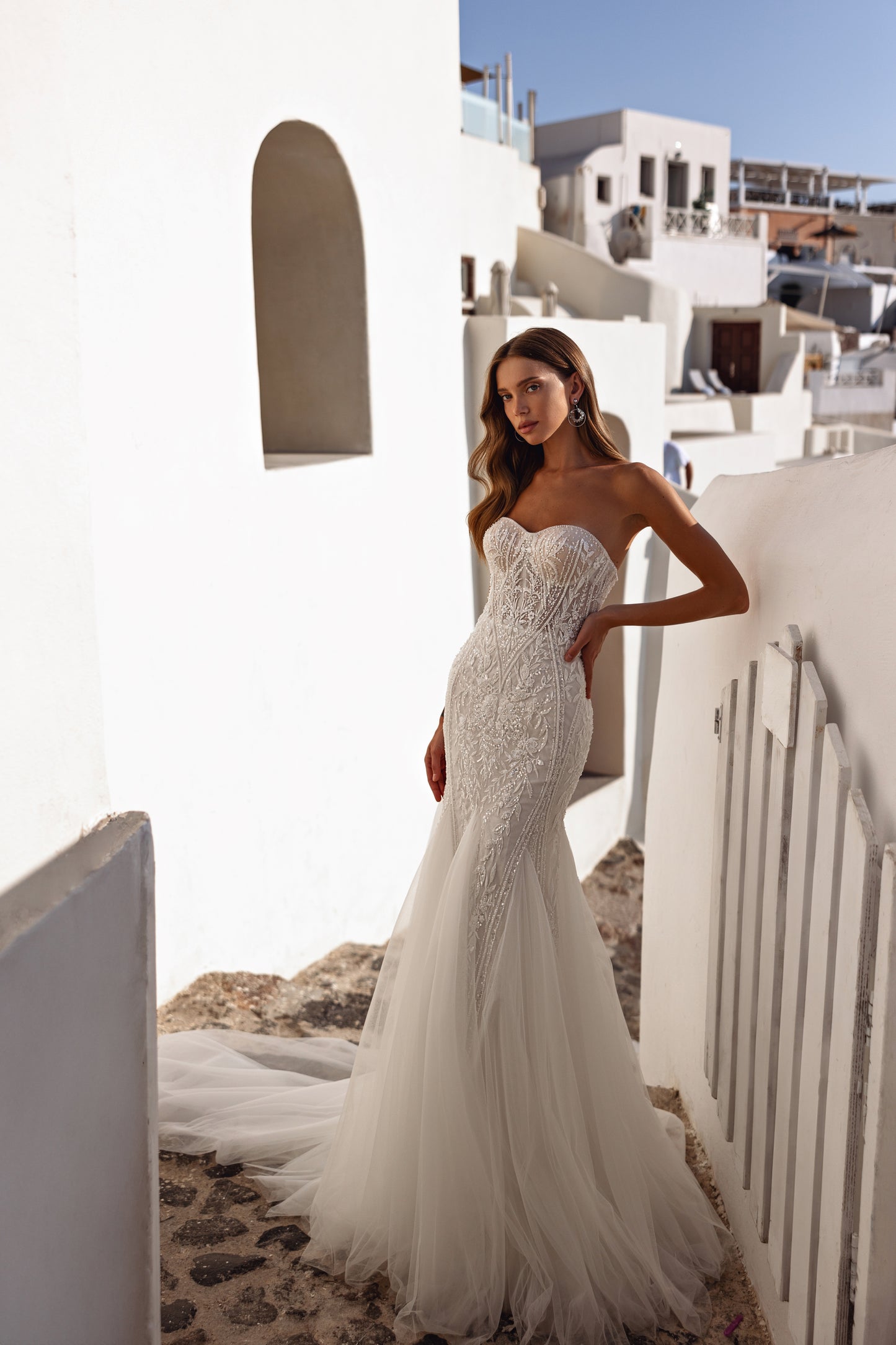 Mermaid wedding dress with sweetheart neckline and removable bolero