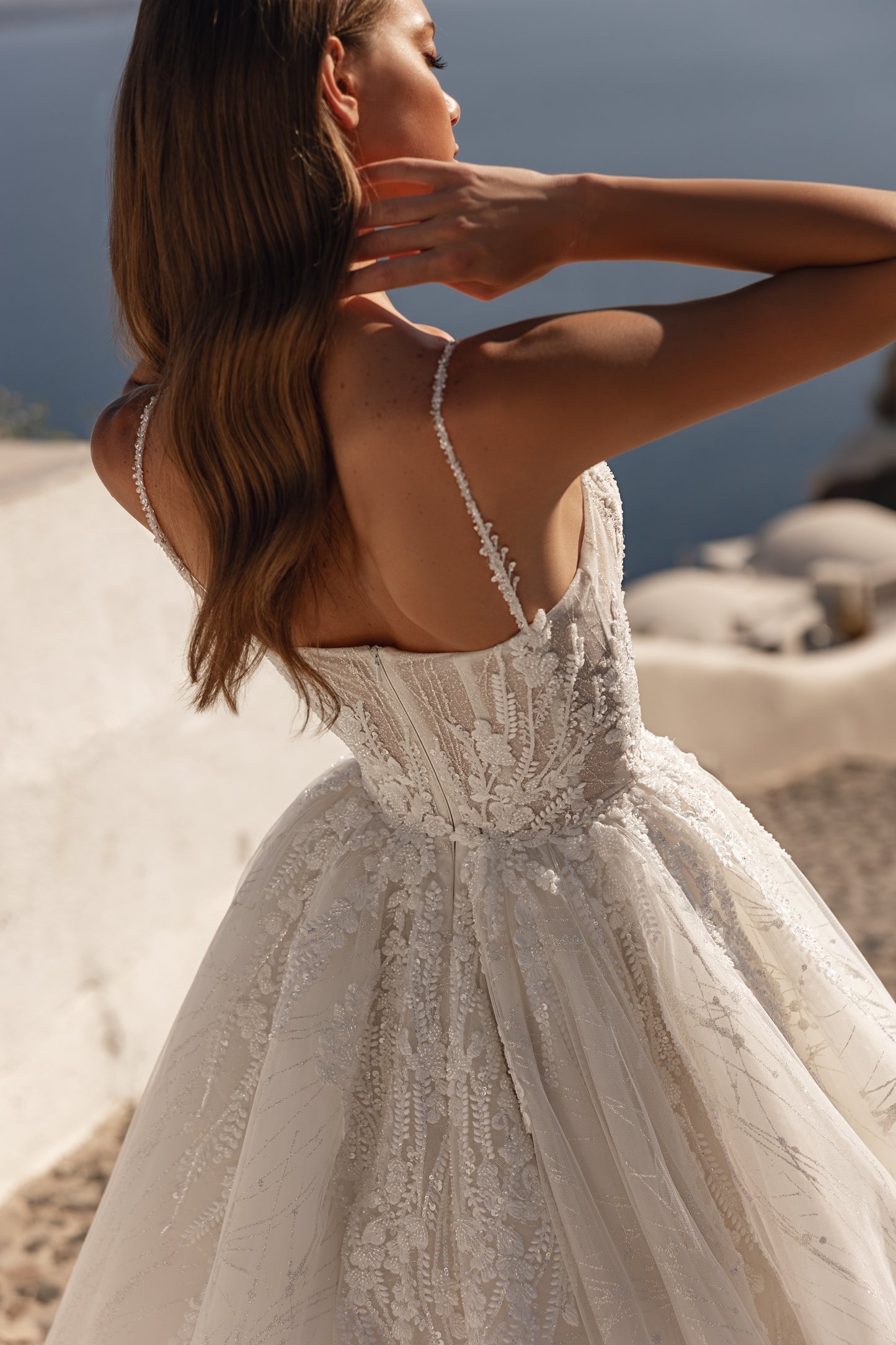 Princess A-line tulle wedding dress with cathedral train