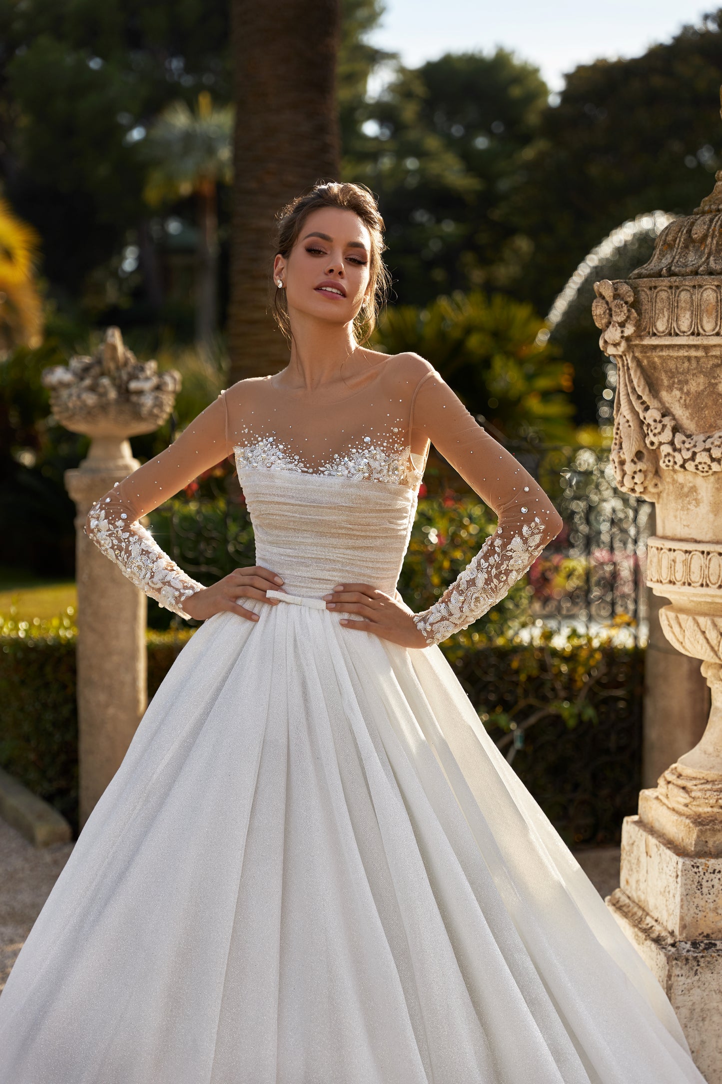 Princess ball gown wedding dress with open back