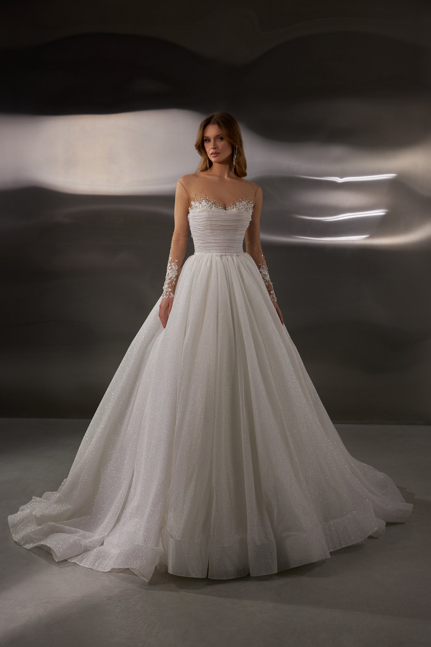 Princess ball gown wedding dress with open back