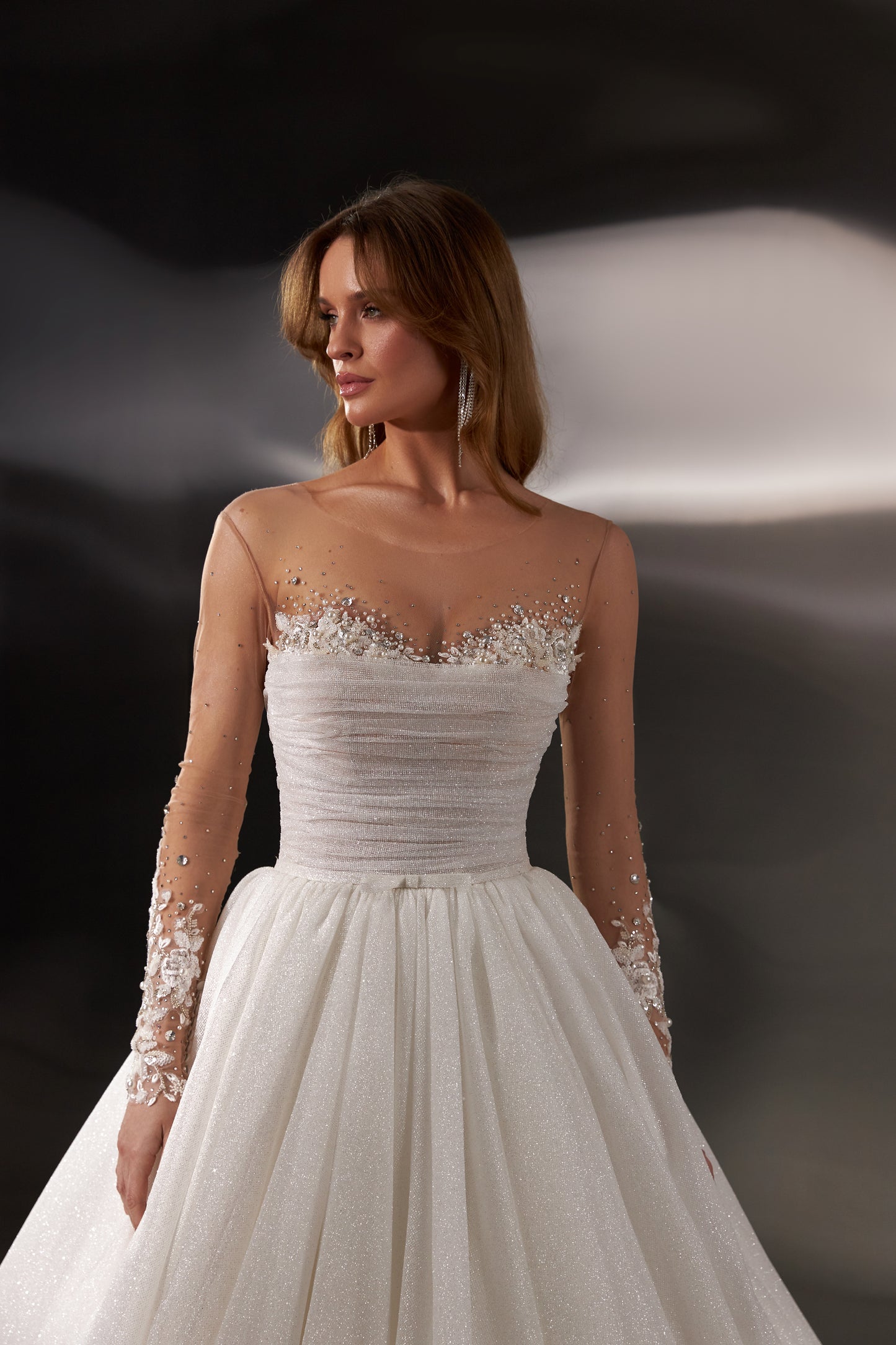 Princess ball gown wedding dress with open back