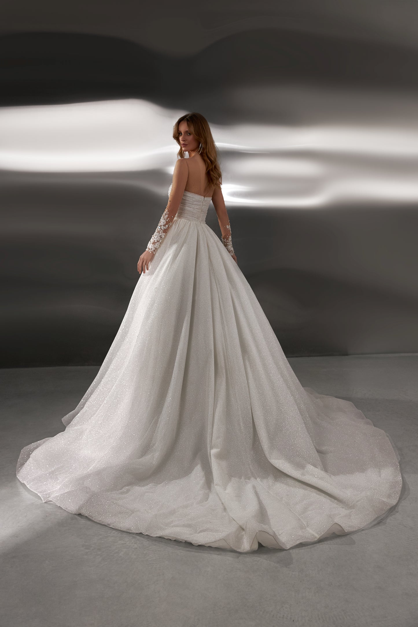Princess ball gown wedding dress with open back