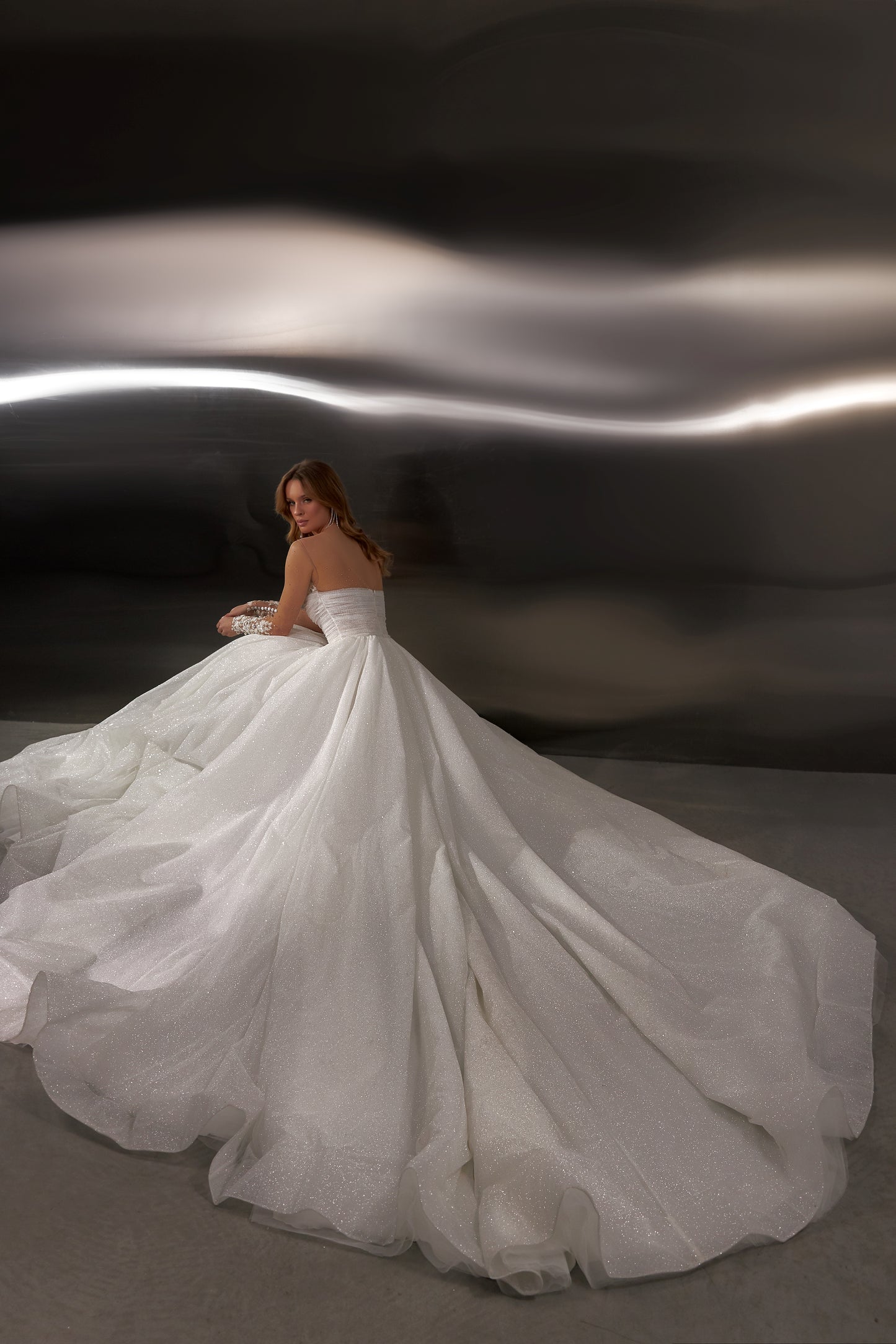 Princess ball gown wedding dress with open back