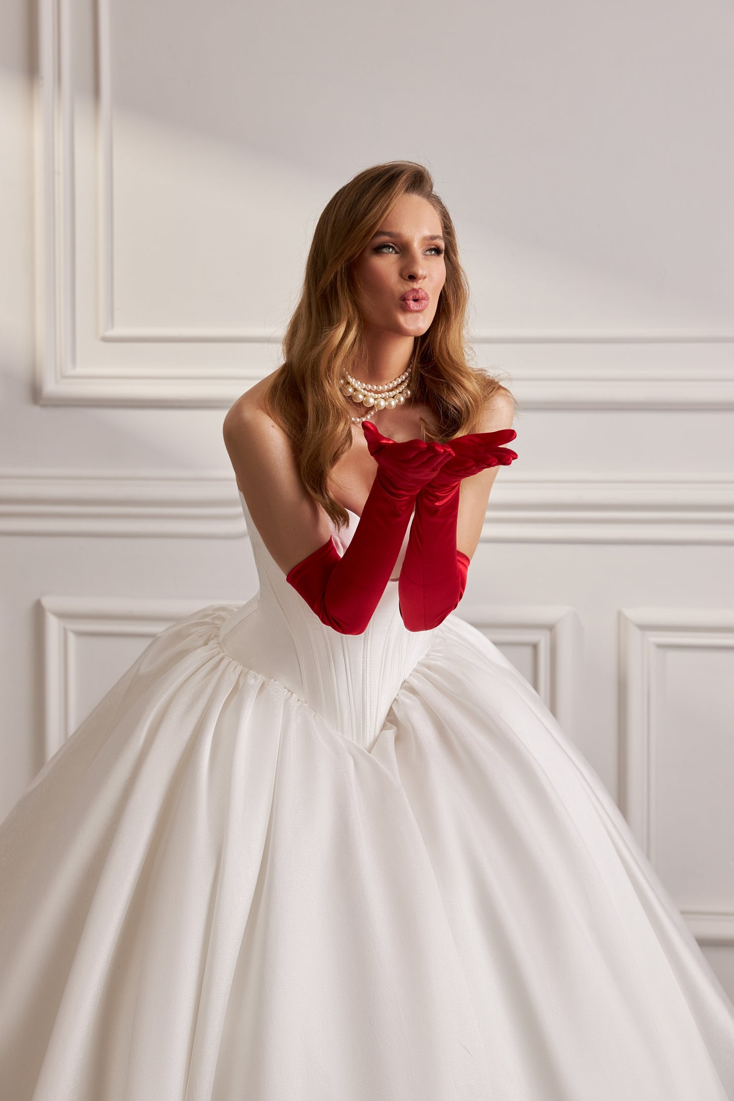 Princess ball gown wedding dress with chapel train & corset