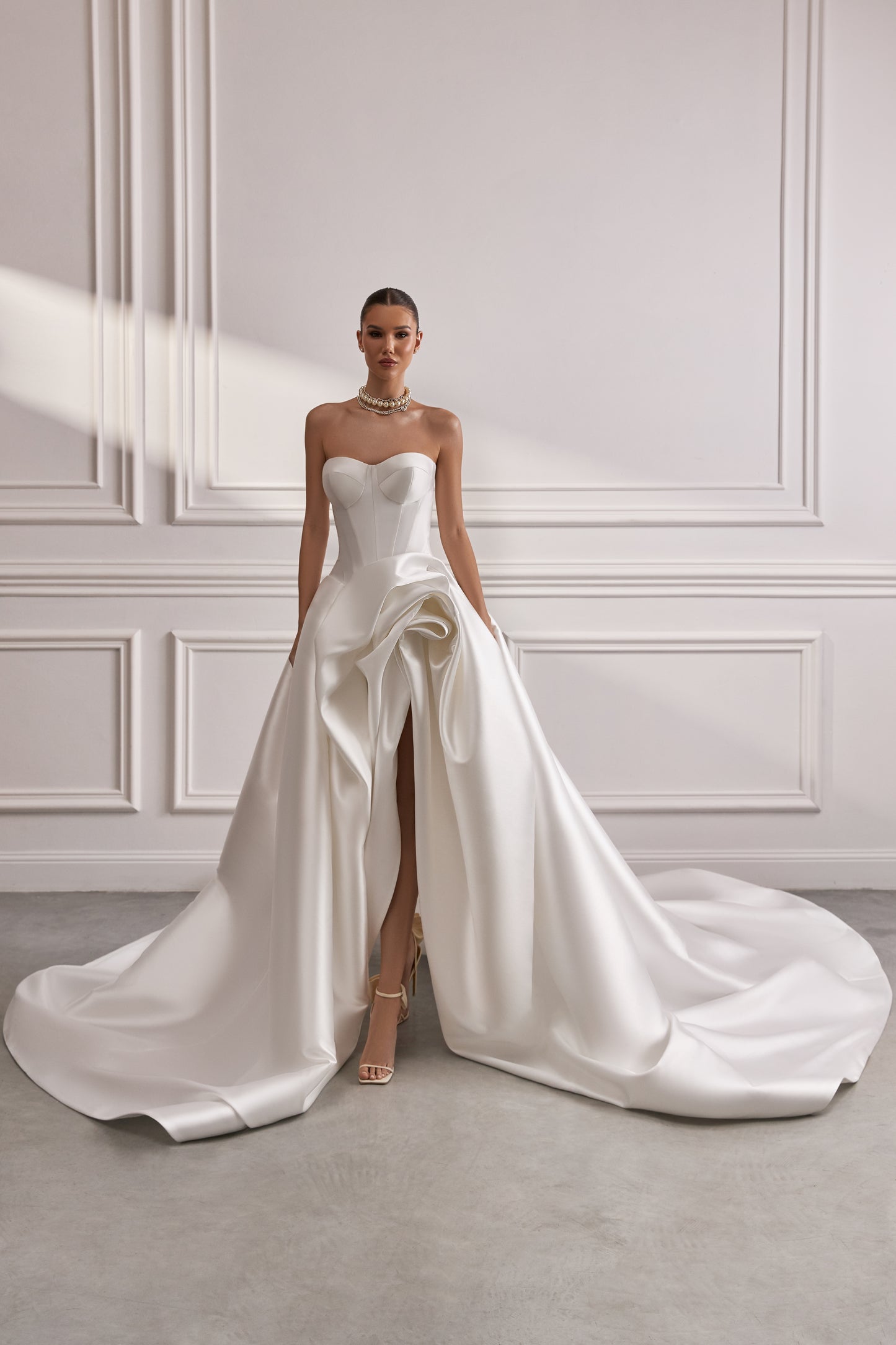 A-line Mikado wedding dress with sweetheart neckline