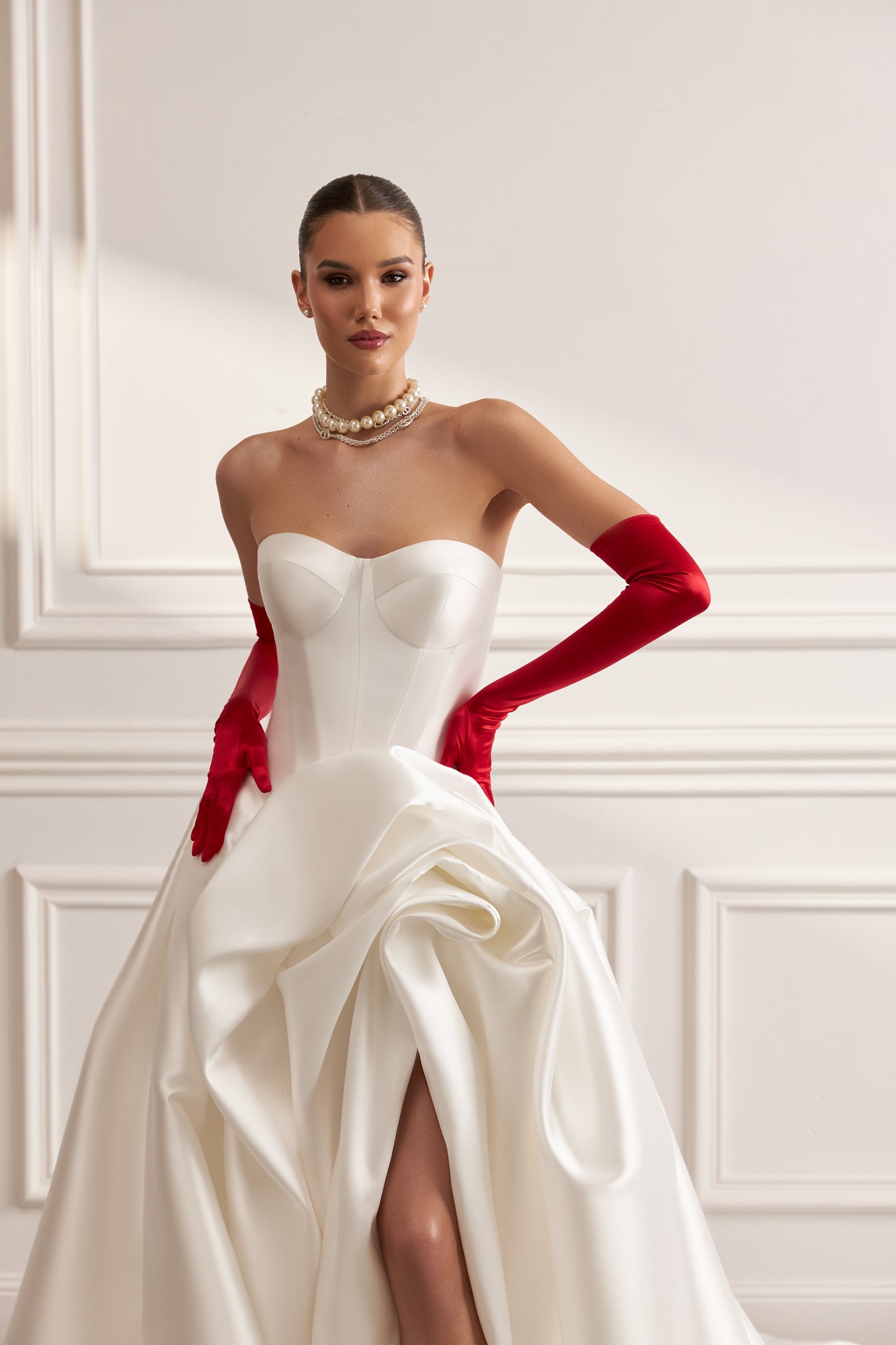 A-line Mikado wedding dress with sweetheart neckline