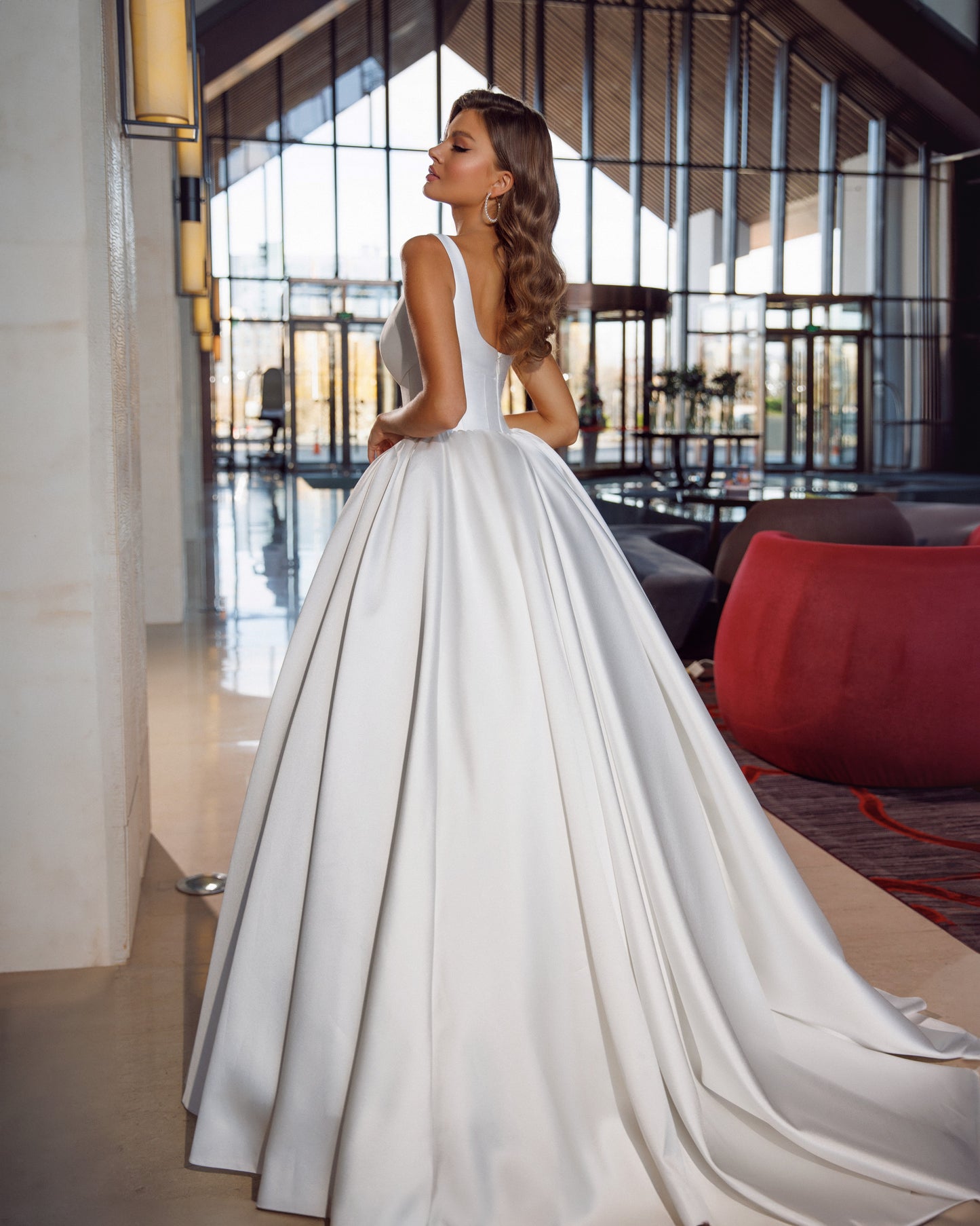Mikado A-line off-the-shoulder wedding dress