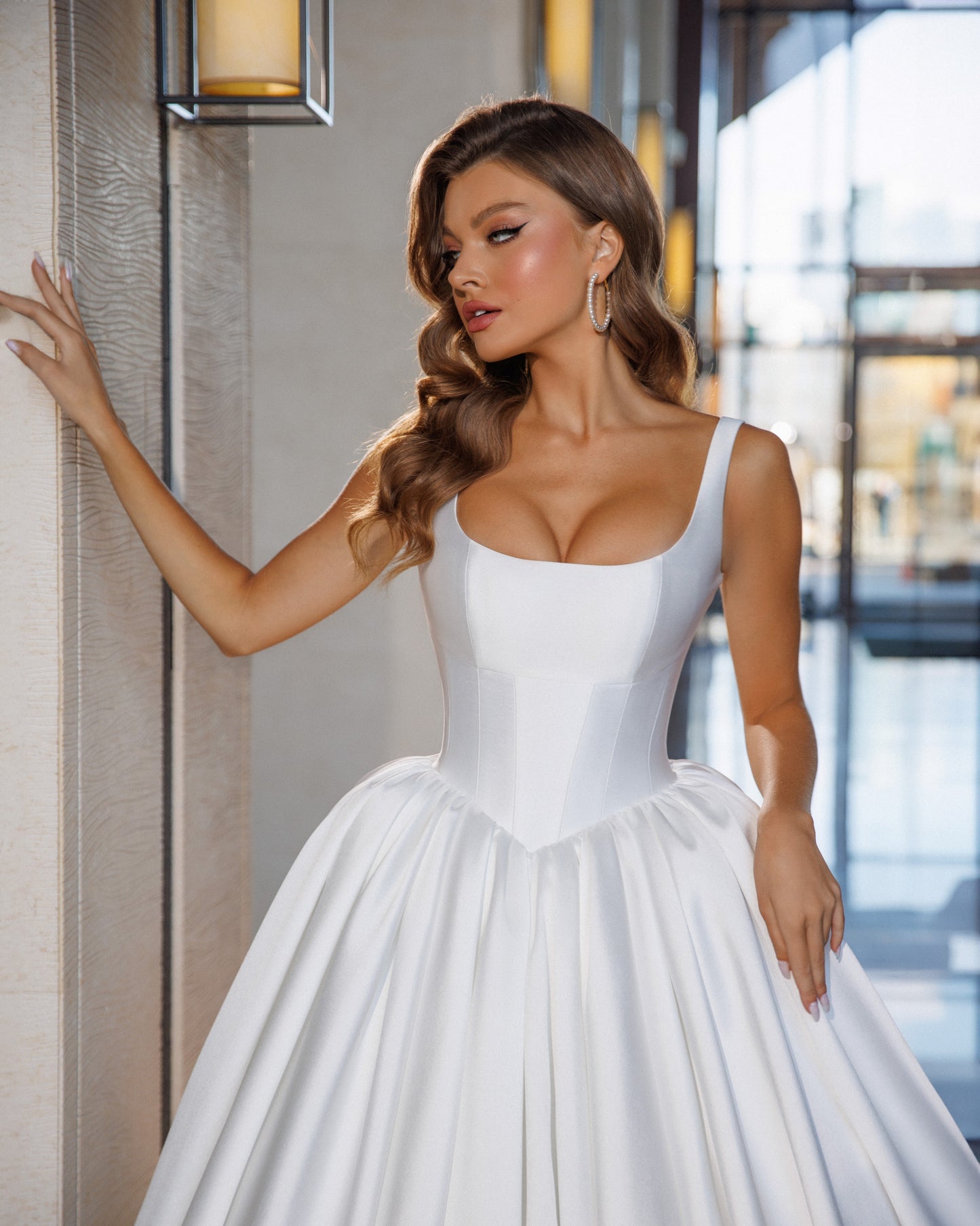 Mikado A-line off-the-shoulder wedding dress