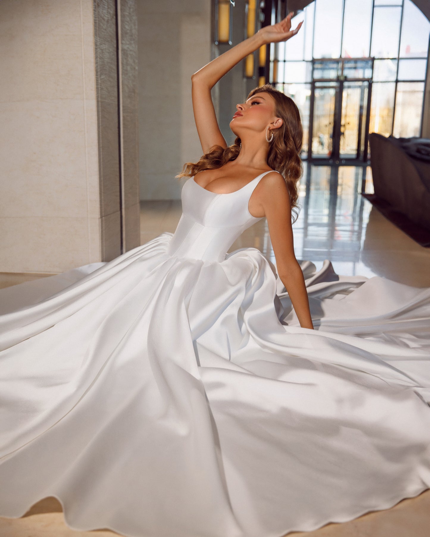 Mikado A-line off-the-shoulder wedding dress