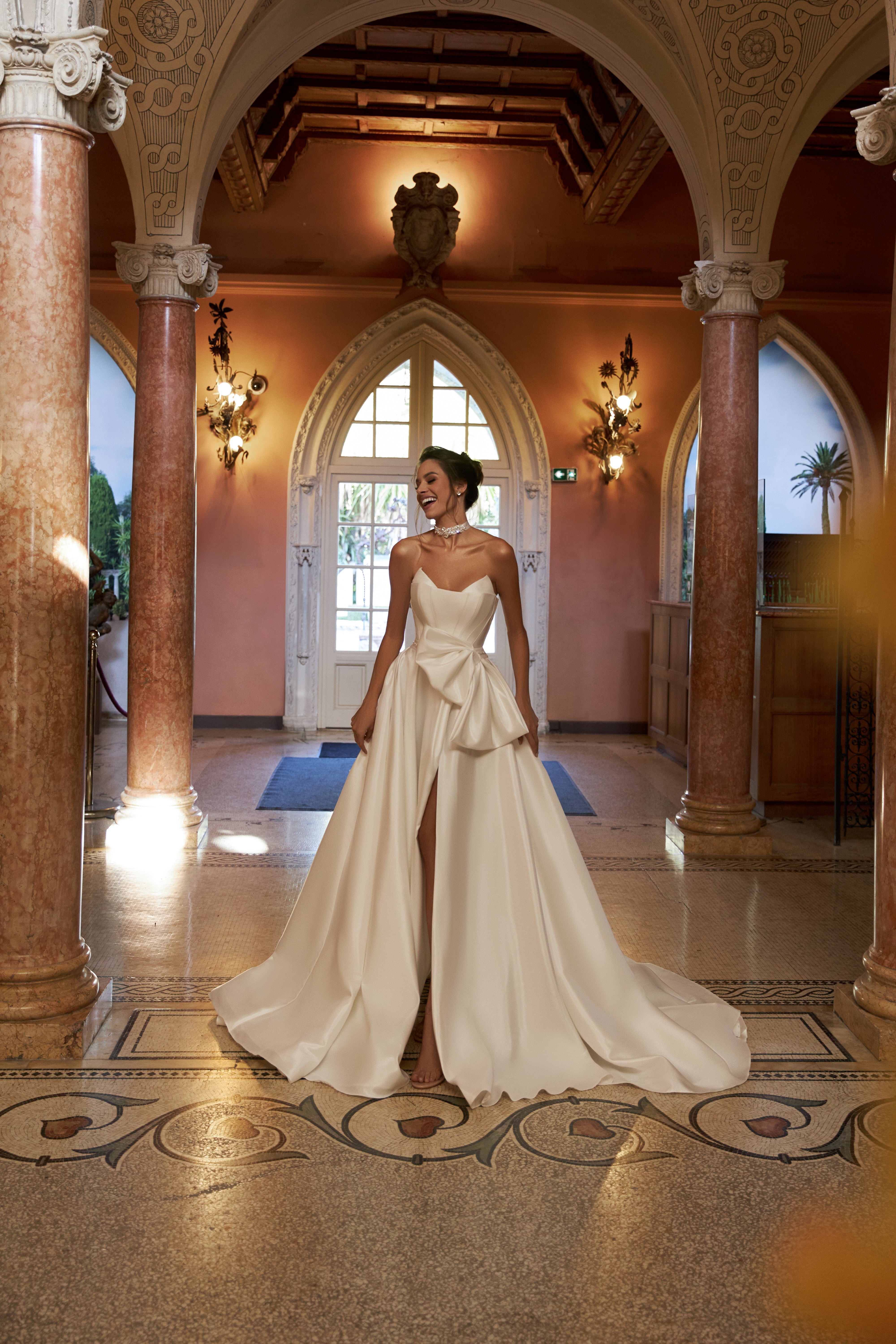 a line wedding dress with detachable skirt Ivory A-Line Sleeveless Design & Open Back – Think Bridal Fabric:Silk Charmeuse Talisea Plus Size Cocktail Shoulder to knee( for Bridal Dresses 2025