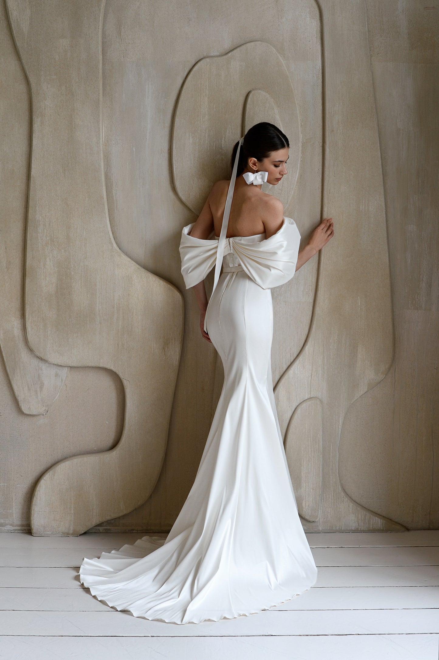 Minimalist mikado mermaid wedding dress with sweetheart neckline