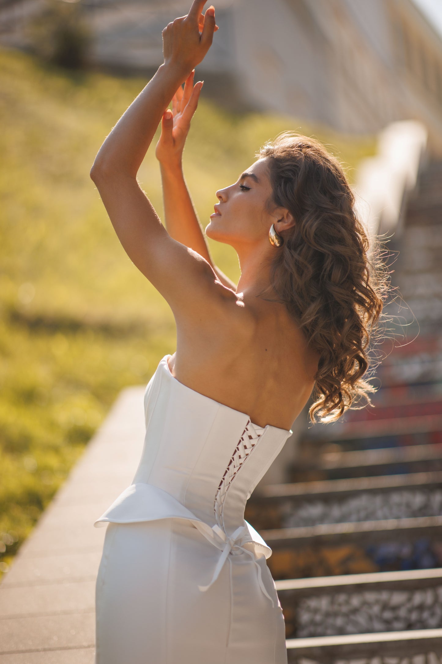 Mermaid Mikado wedding dress with sweetheart neckline and train