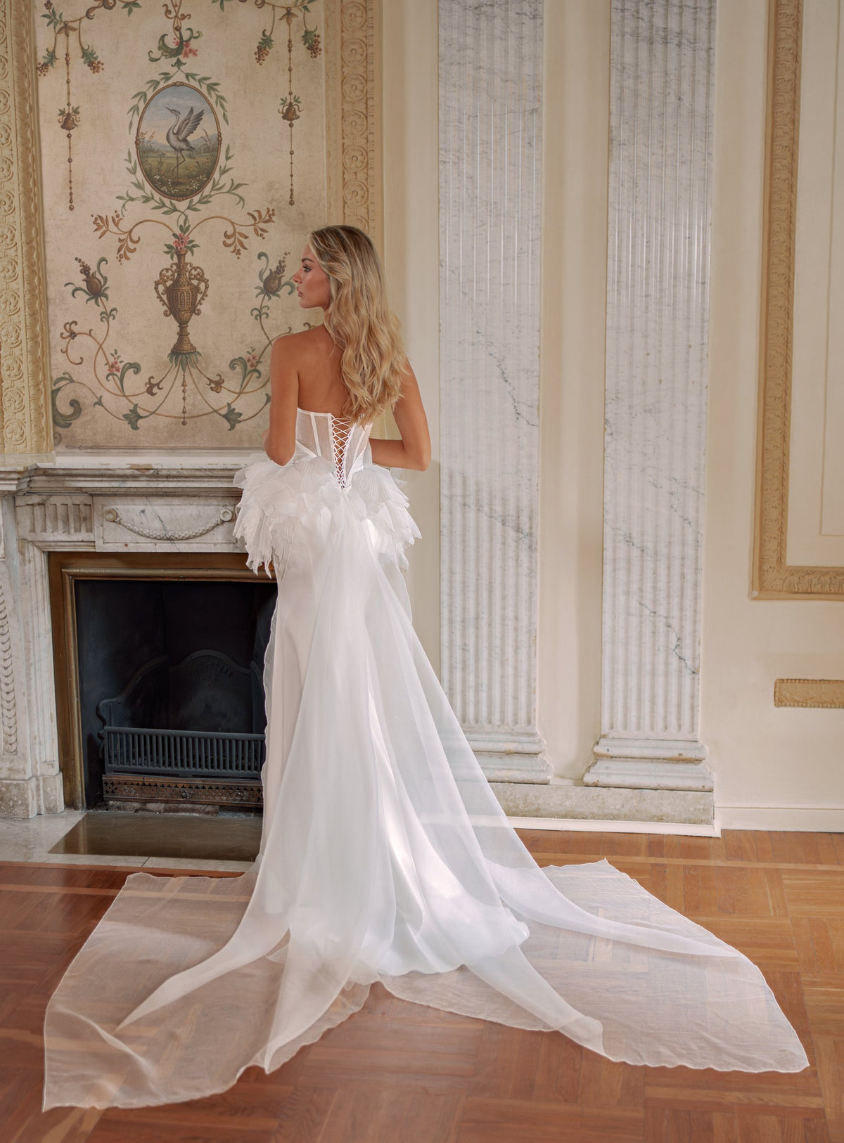 Soft Satin Mermaid Wedding Dress with Strapless Corset and Detachable Organza Basque - photo 1
