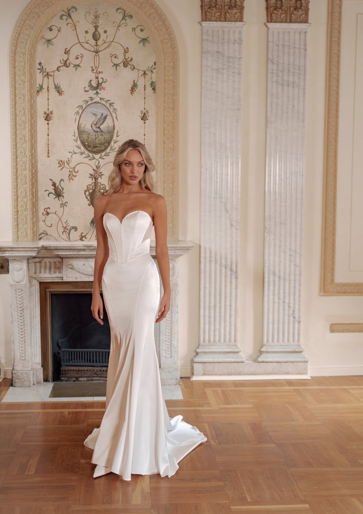 Soft Satin Mermaid Wedding Dress with Strapless Corset and Detachable Organza Basque - photo 2