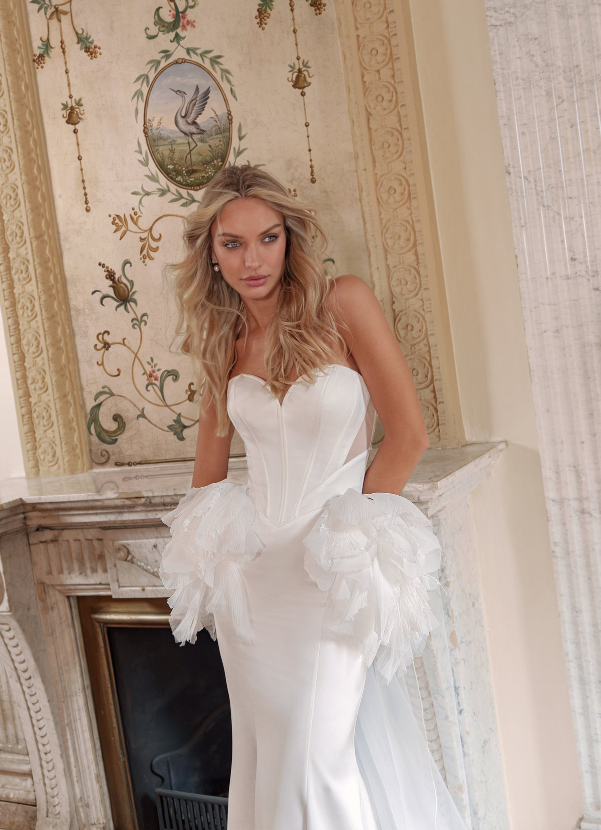 Soft Satin Mermaid Wedding Dress with Strapless Corset and Detachable Organza Basque - photo 4
