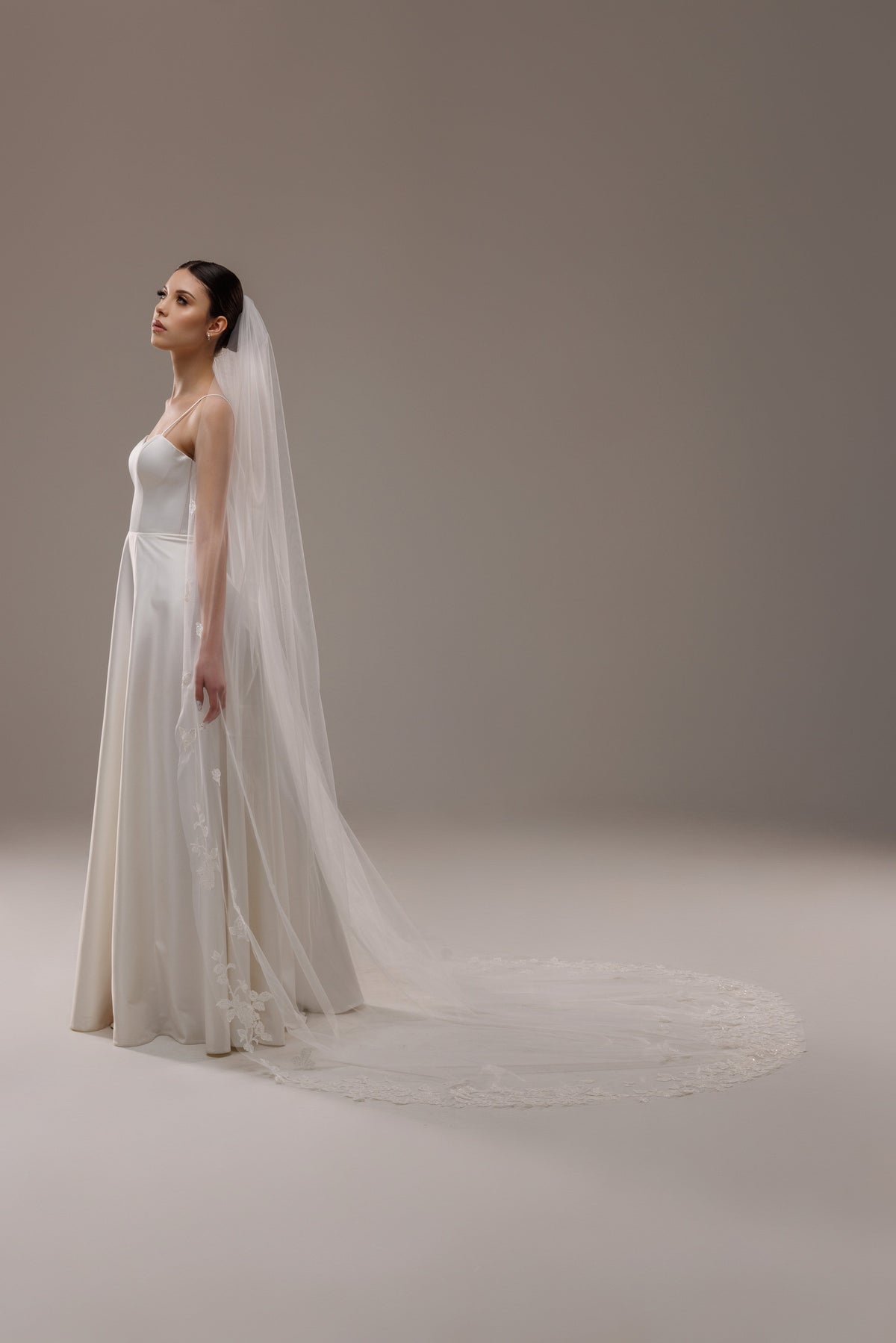 One-Layer Veil with Lace Embroidery Appliques - view 5