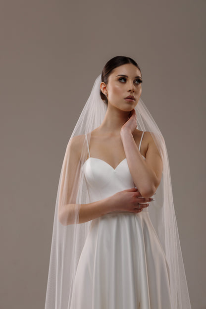 Cathedral Veil with Magnolia Lace Appliques and Sequins - view 4