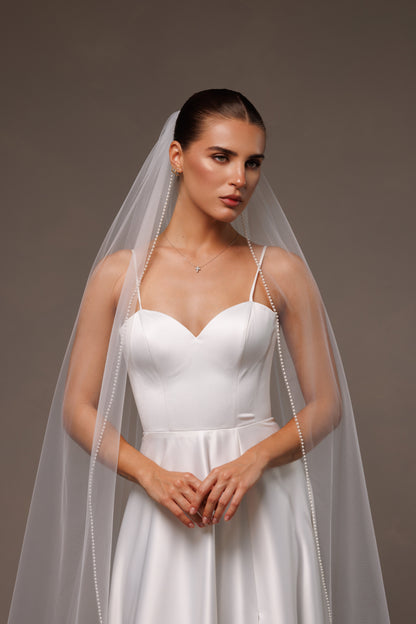 One-Layer Veil with Pearl Edge - view 5