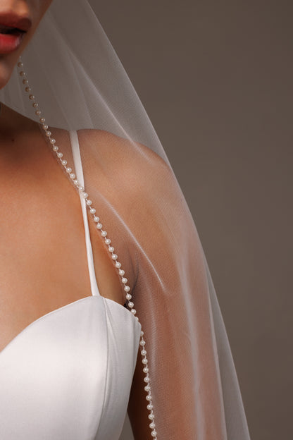One-Layer Veil with Pearl Edge - view 2