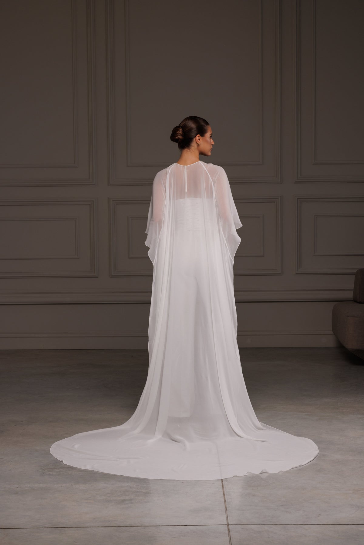 Transparent Chiffon Bridal Cape - view 3