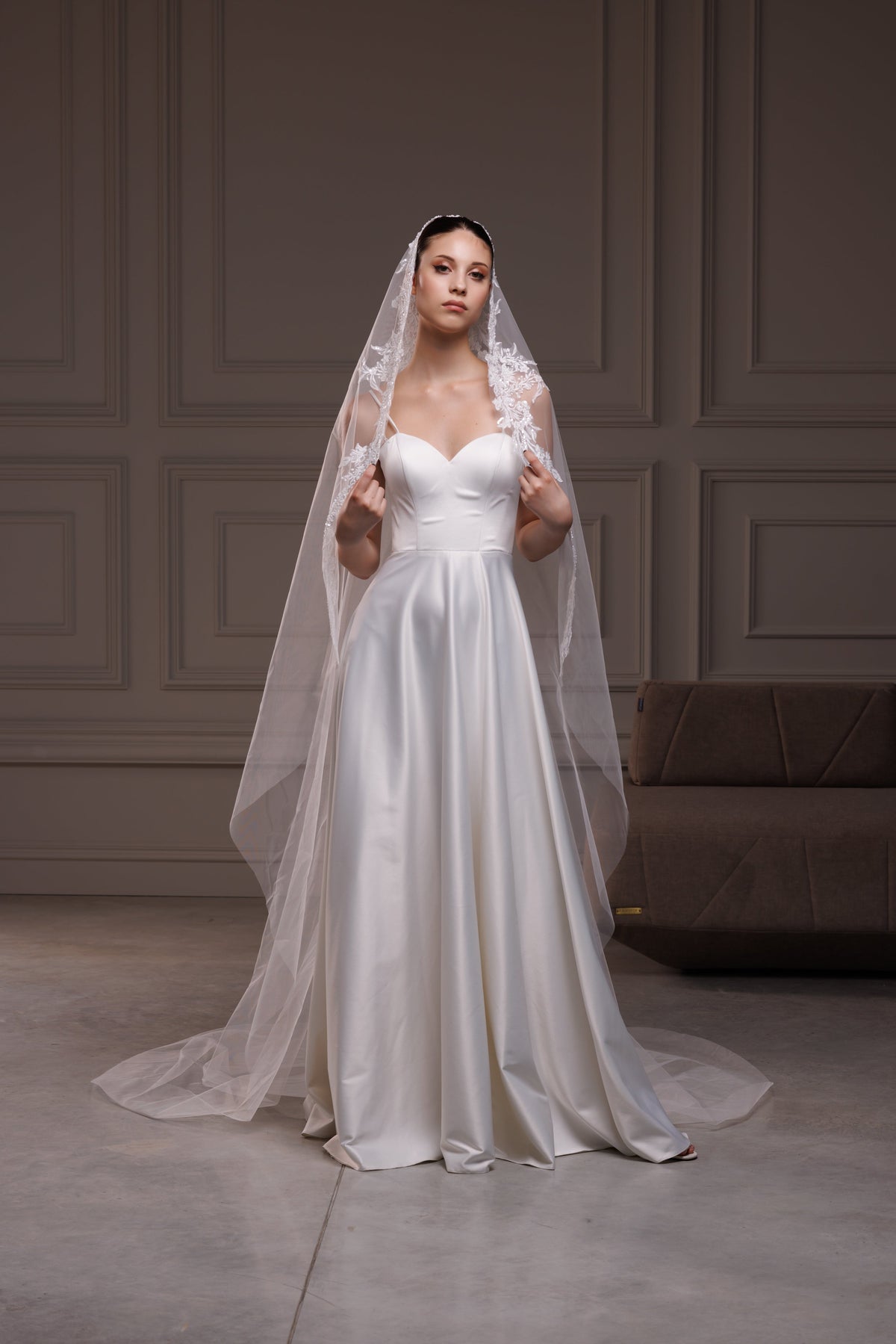 Beaded Lace Mantilla Veil - view 4