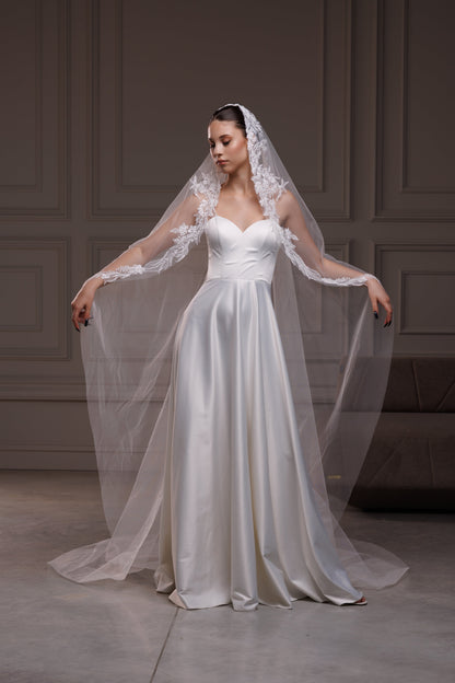 Beaded Lace Mantilla Veil - view 5