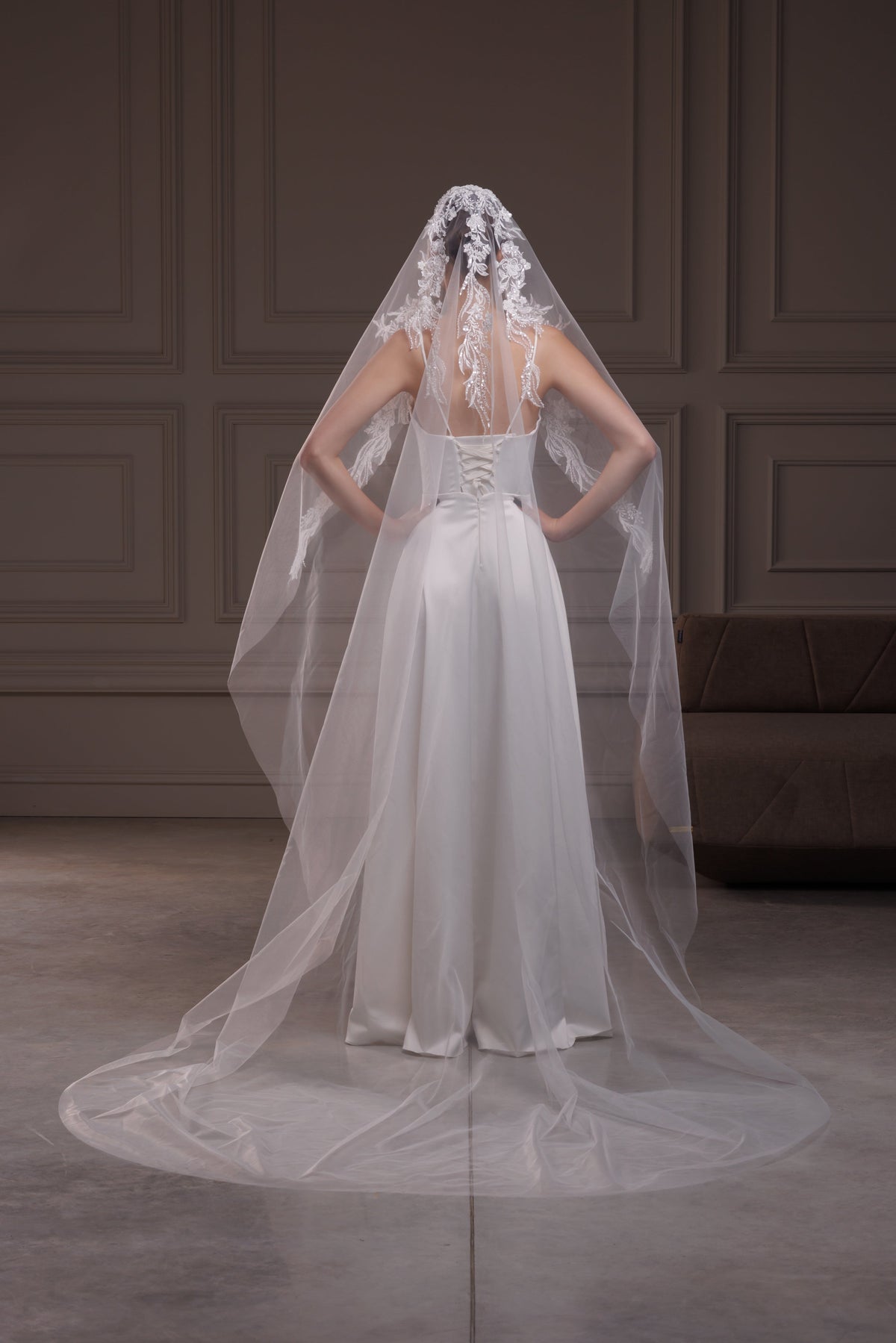 Beaded Lace Mantilla Veil - view 3