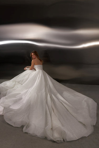 Princess ball gown wedding dress with open back