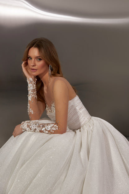 Princess ball gown wedding dress with open back