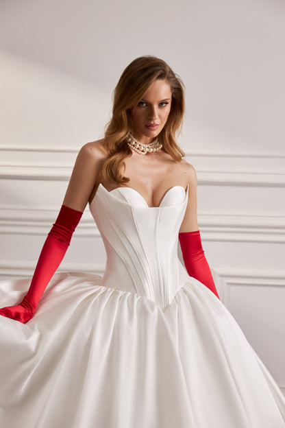 Princess ball gown wedding dress with chapel train & corset