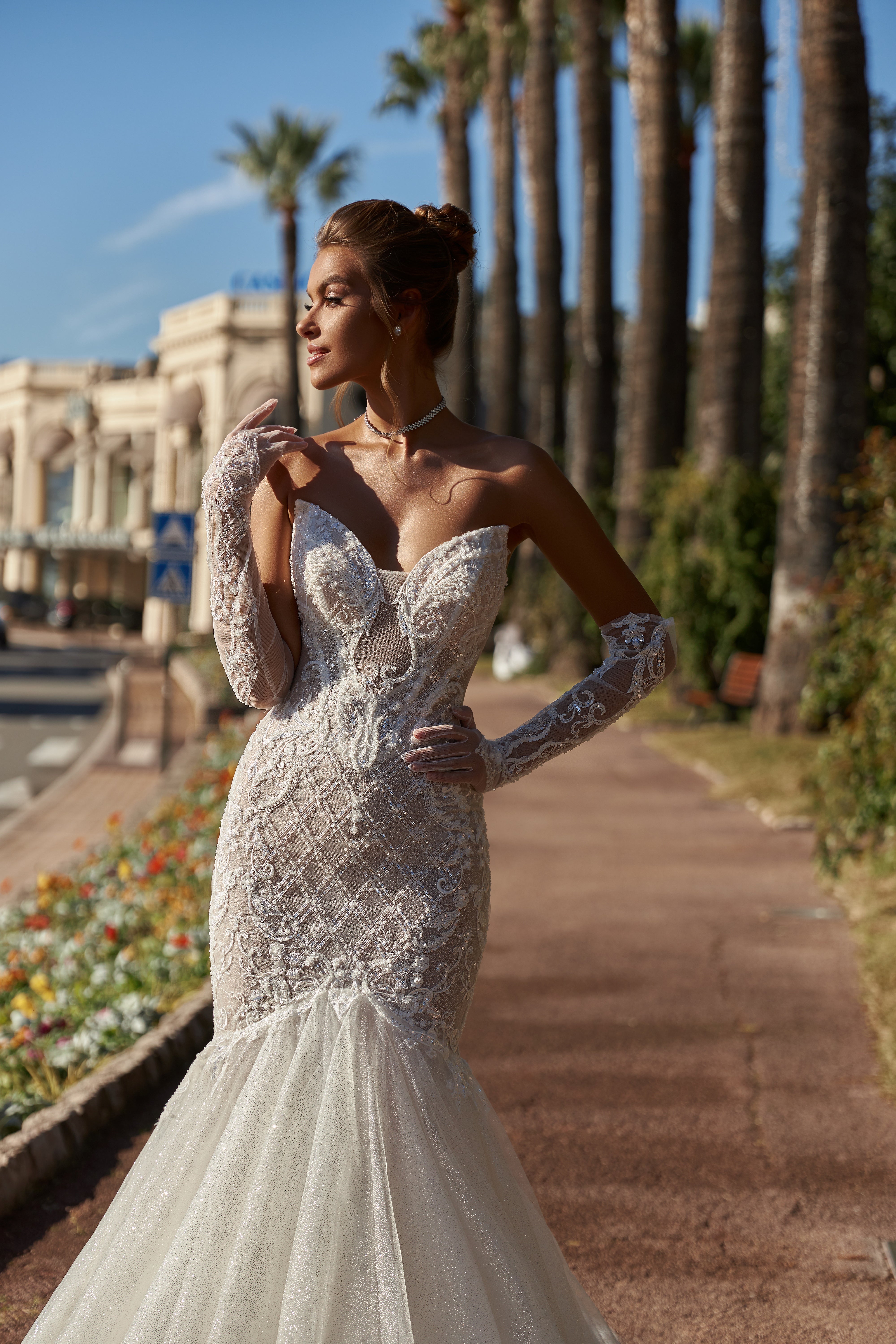 Fit-and-Flare Mermaid Wedding Dress with Open Back & Lace – Think