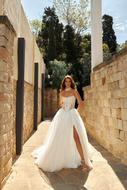 Princess A-Line Wedding Dress with Lace Choker, Sequin Bodice & Glitter Tulle Skirt