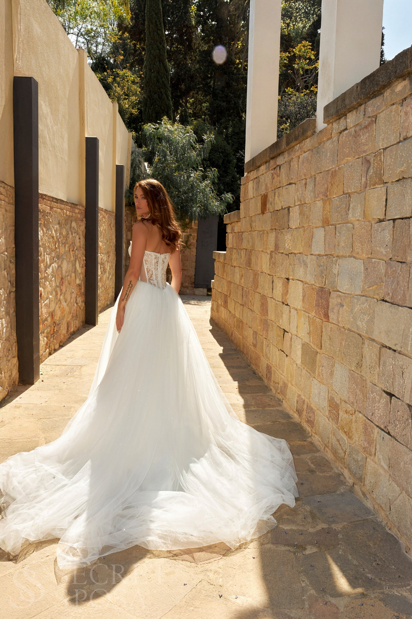 Princess A-Line Wedding Dress with Lace Choker, Sequin Bodice & Glitter Tulle Skirt