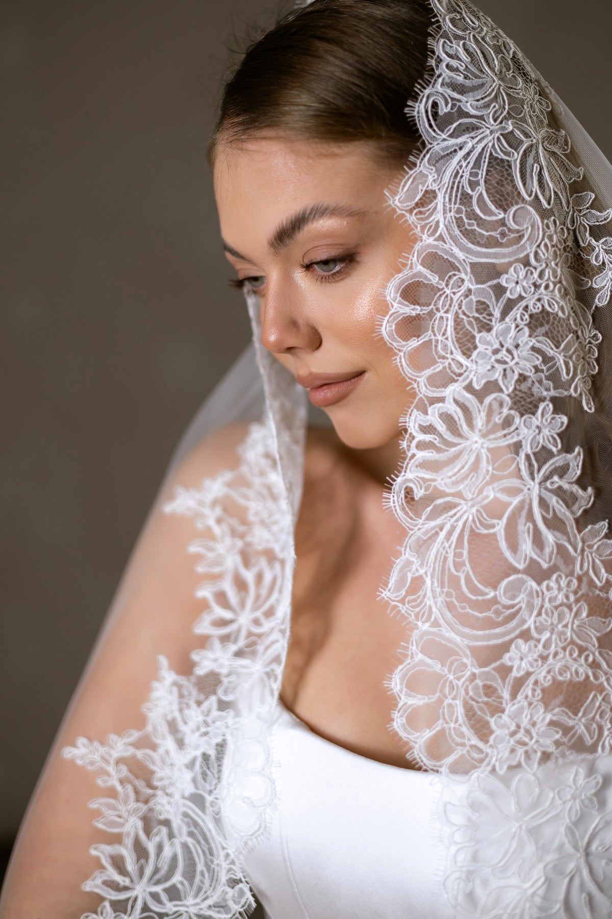 Mantilla Veil with Corded Lace Trim - view 1