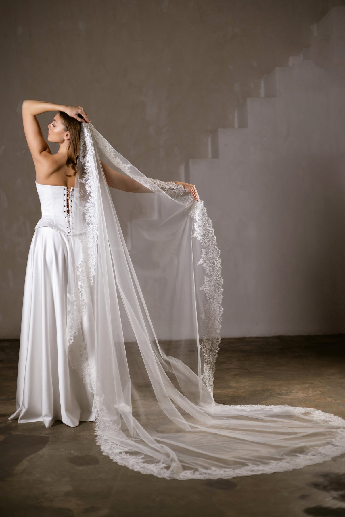 Mantilla Veil with Corded Lace Trim - view 4
