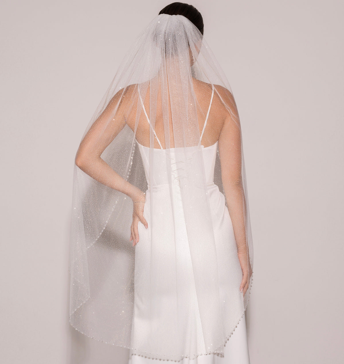 Glitter Veil with Beaded and Sequin Edge - view 1