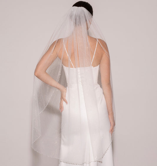 Glitter Veil with Beaded and Sequin Edge - view 1