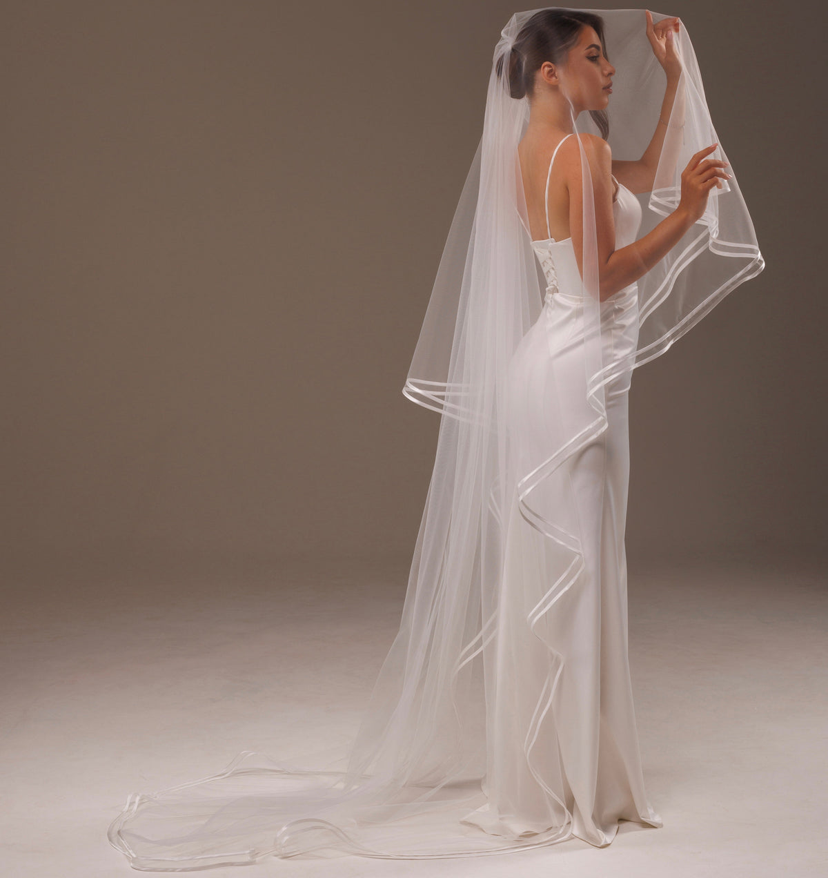 Two-Layer Veil with Satin Ribbon Edge - view 2