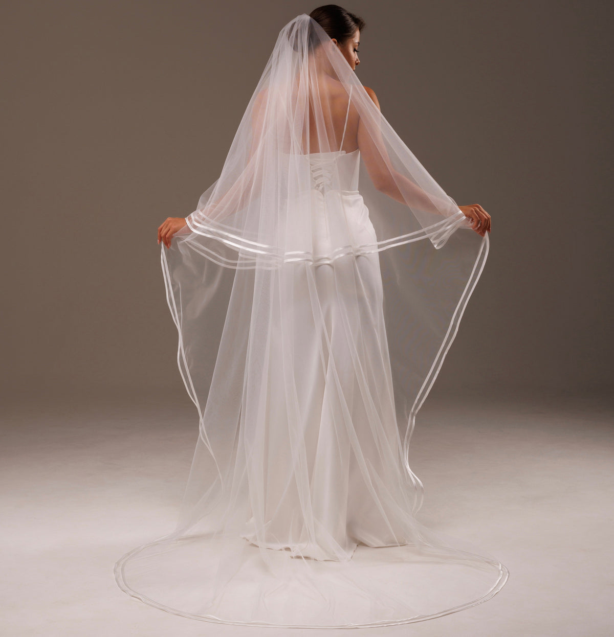 Two-Layer Veil with Satin Ribbon Edge - view 3