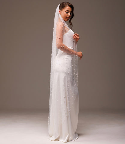 Pearl Veil with Mixed 5 mm and 6 mm Pearls - view 1