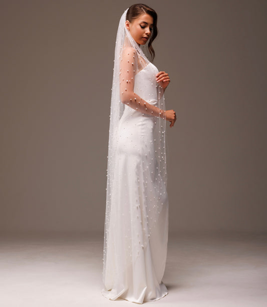 Pearl Veil with Mixed 5 mm and 6 mm Pearls - view 1