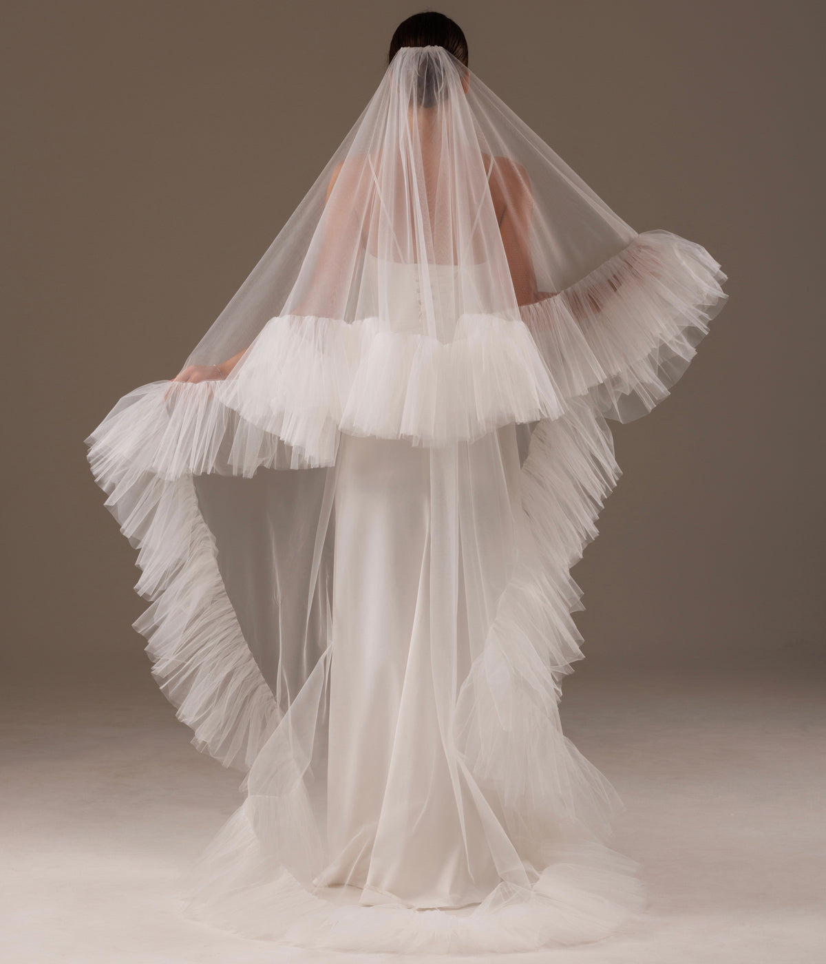 Ruffled Two-Layer Veil with Blusher - view 3