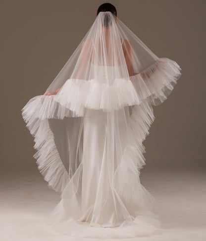 Ruffled Two-Layer Veil with Blusher - view 3