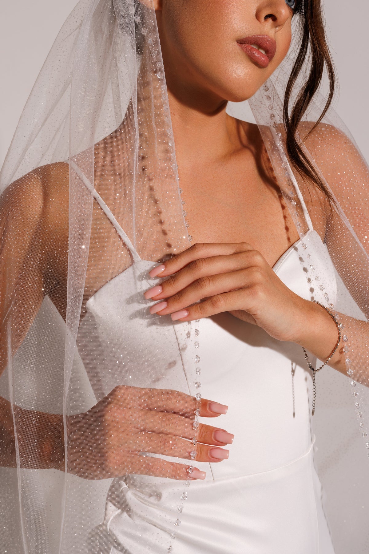 Glitter Veil with Beaded and Sequin Edge - view 3