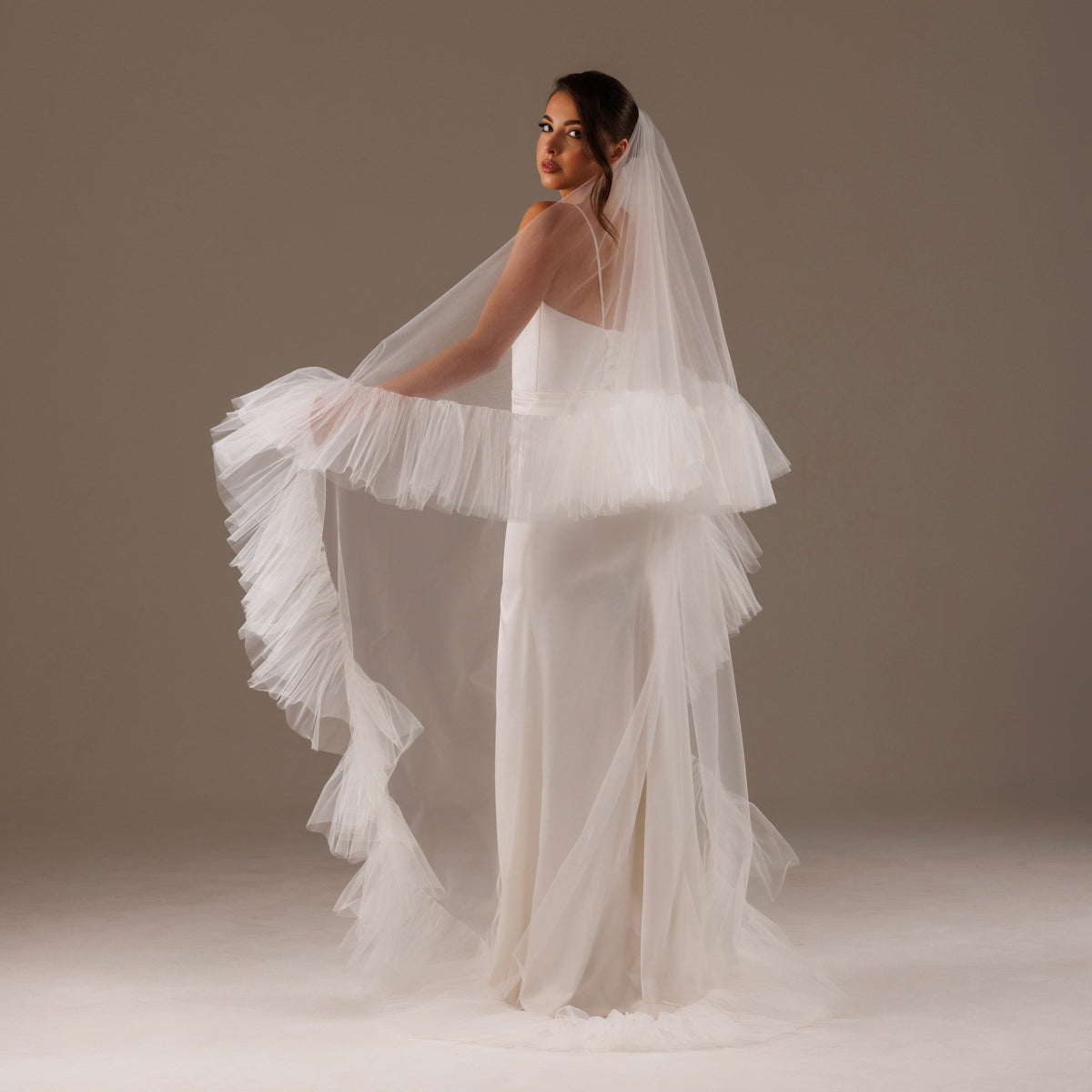 Ruffled Two-Layer Veil with Blusher - view 5