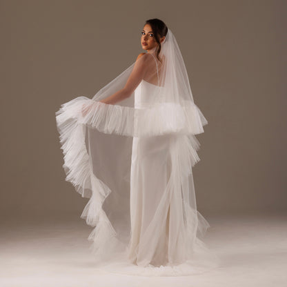 Ruffled Two-Layer Veil with Blusher - view 5