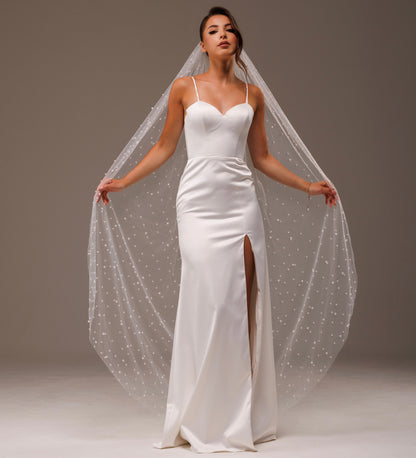 Pearl Veil with Mixed 5 mm and 6 mm Pearls - view 4