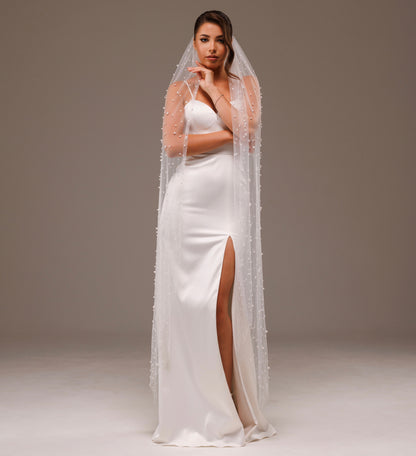 Pearl Veil with Mixed 5 mm and 6 mm Pearls - view 5