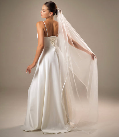 Soft Satin Ribbon Edge Veil - view 1