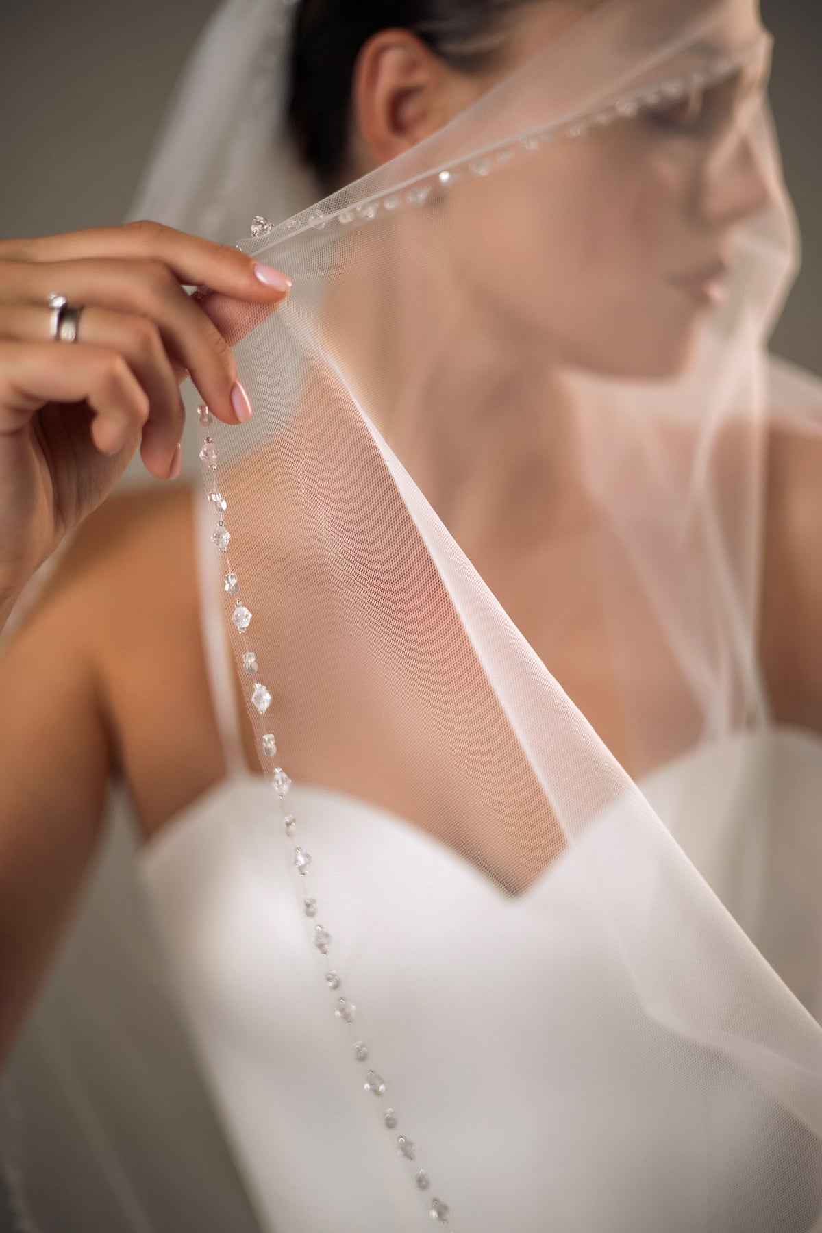 Veil with Sequin, Bead and Crystal Edge - view 2